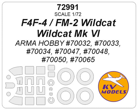 KV Models 72991 1/72 F4F-4 / FM-2 Wildcat / Wildcat Mk VI (Arma Hobby #70032, #70033, #70034, #70047, #70048, #70050, #70065) + wheels masks (For Arma Hobby)