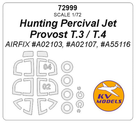 KV Models 72999 1/72 Hunting Percival Jet Provost T.3 / T.4 (AIRFIX #A02103, #A02107, #A55116) + wheels masks (For AIRFIX)