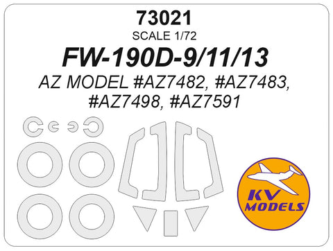 KV Models 73021 1/72 FW-190D-9/11/13 (AZ Model #AZ7482, #AZ7483, #AZ7498, #AZ7591) + wheels masks (For AZ Model)