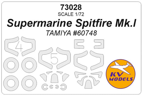KV Models 73028 1/72 Supermarine Spitfire Mk.I (TAMIYA #60748) + wheels masks (For TAMIYA)