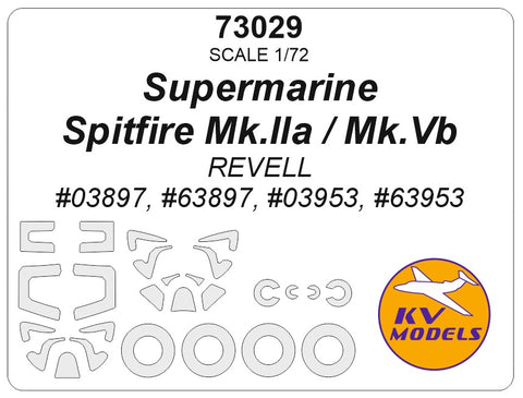 KV Models 73029 1/72 Supermarine Spitfire Mk.Iia / Mk.Vb (REVELL #03897, #63897, #03953, #63953) + wheels masks (For REVELL)