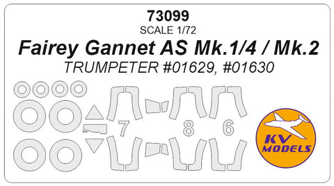 KV Models 73099 1/72 Fairey Gannet AS Mk.1/4 / Mk.2 (TRUMPETER #01629, #01630) + wheels masks (For Trumpeter)