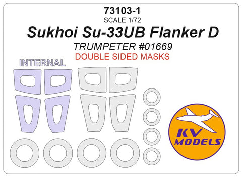 KV Models 73103-1 1/72 Su-33UB Flanker D (TRUMPETER #01669) - Double sided + wheels masks (For TRUMPETER)