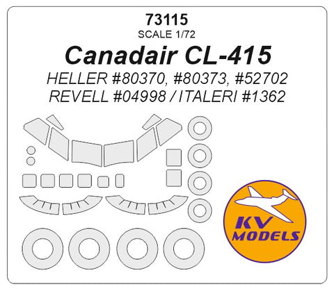 KV Models 73115 1/72 Canadair CL-415 (HELLER #80370, #80373, #52702 / REVELL #04998 / ITALERI #1362) + wheels masks (For HELLER)