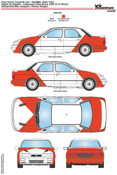 LB Production 24080 1/24 Ford Sierra Cosworth 4x4 - Marlboro Team Ford - Rally Catalunya-1992 Gr.N Winner - Mohammed Ben Sulayem / Ronan Morgan
