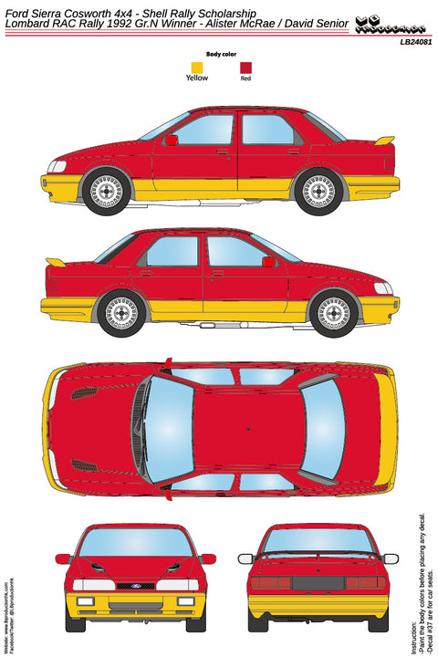 LB Production 24081 1/24 Ford Sierra Cosworth 4x4 - Shell Rally Scholarship - Lombard RAC Rally 1992 Gr.N Winner - Alister McRae / David Senior