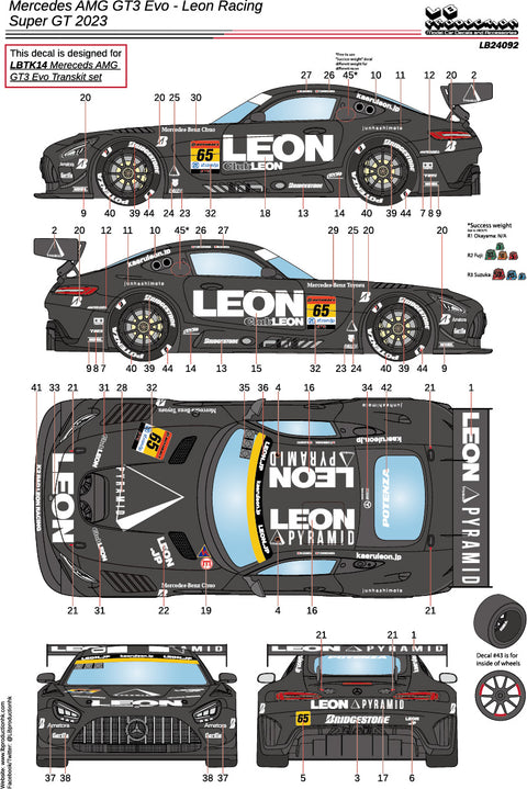 LB Production 24092 1/24 Mercedes AMG GT3 Evo Leon Racing - Super GT 2023
