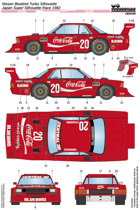 LB Production 24105 1/24 Nissan Bluebird Turbo Silhouette - Japan Super Silhouette Race 1982