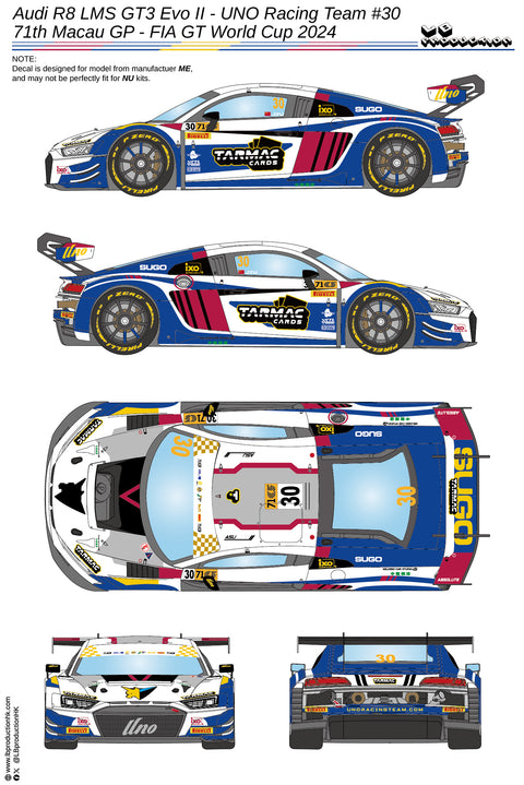 LB Production 24110 1/24 Audi R8 LMS GT3 Evo II - UNO Racing Team #10 - 71th Macau G.P GT World Cup 2024