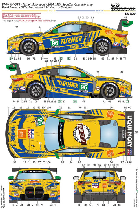 LB Production 24120 1/24 BMW M4 GT3 - Turner Motorsport - 2024 IMSA SportCar Championship - Road America GTD class winner / 24 Hours of Daytona