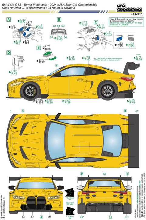 LB Production 24120 1/24 BMW M4 GT3 - Turner Motorsport - 2024 IMSA SportCar Championship - Road America GTD class winner / 24 Hours of Daytona