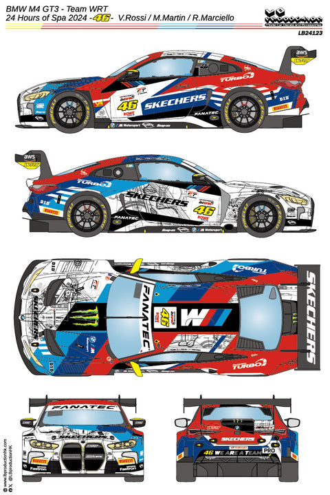 LB Production 24123 1/24 BMW M4 GT3 - Team WRT 24 Hours of Spa 2024 #46 - V.Rossi / M.Martin / R.Marciello