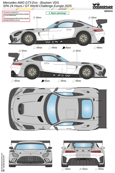LB Production 24131 1/24 Mercedes AMG GT3 Evo - Boutsen VDS SPA 24 Hours / GT World Challenge Europe 2025
