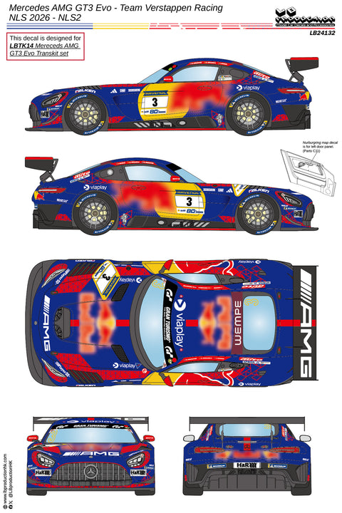 LB Production 24132 1/24 Mercedes AMG GT3 Evo - Team Verstappen Racing NLS 2026 - NLS2