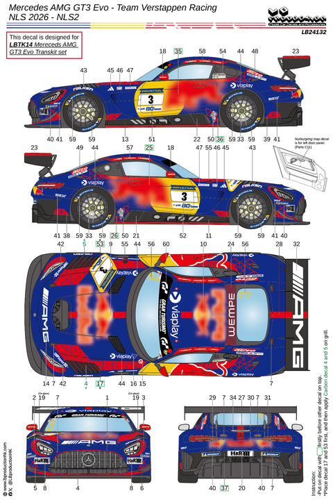 LB Production 24132 1/24 Mercedes AMG GT3 Evo - Team Verstappen Racing NLS 2026 - NLS2