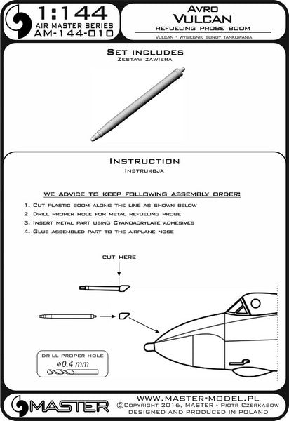 MASTER AM-144-010 1/144 Avro Vulcan - Refueling Probe Boom