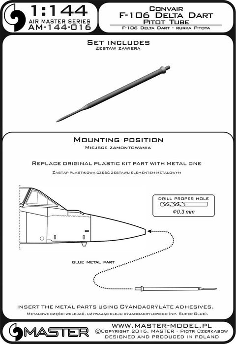 MASTER AM-144-016 1/144 F-106 Delta Dart - Pitot Tube