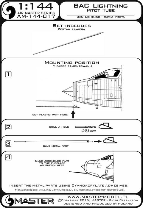 MASTER AM-144-017 1/144 BAC Lightning - Pitot Tube