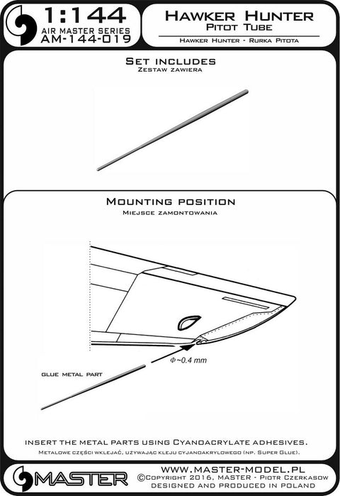 MASTER AM-144-019 1/144 Hawker Hunter - Pitot Tube