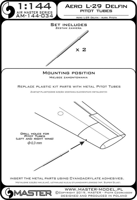 MASTER AM-144-034 1/144 Aero L-29 Delfin - Pitot Tubes