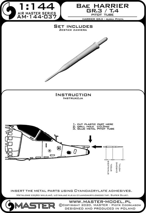 MASTER AM-144-037 1/144 Harrier GR.3 / T.4 - Pitot Tube