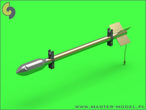 MASTER AM-24-012 1/24 British 3in Rocket RP-3 with 60LB SAP heads (8pcs) – for late Mk III rail – used on Typhoon, Mosquito, Beaufighter, Hurricane etc.