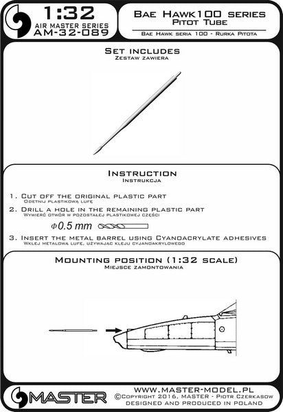 MASTER AM-32-089 1/32 BAE Systems Hawk 100 series - Pitot Tube