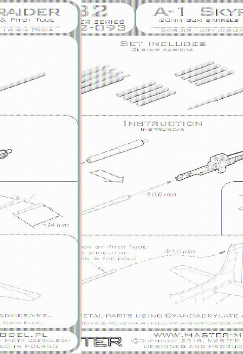 MASTER AM-32-093 1/32 A-1 Skyraider - 20mm cannon barrels and Pitot Tube