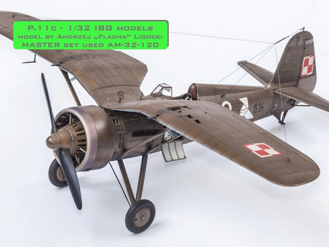 MASTER AM-32-120 1/32 PZL P.11c - details set - wz. 33 machine gun barrels, gunsight and Venturi Tube (for IBG model)