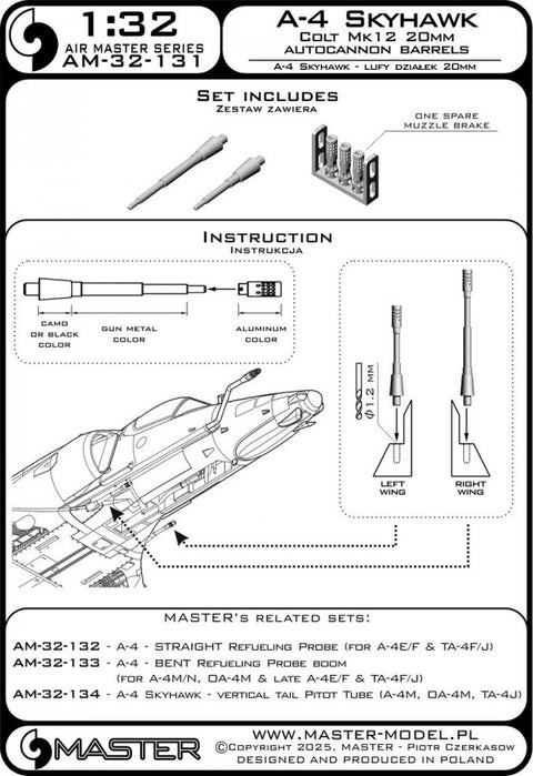 MASTER AM-32-131 1/32 A-4 Skyhawk - Colt Mk12 20mm autocannon barrels