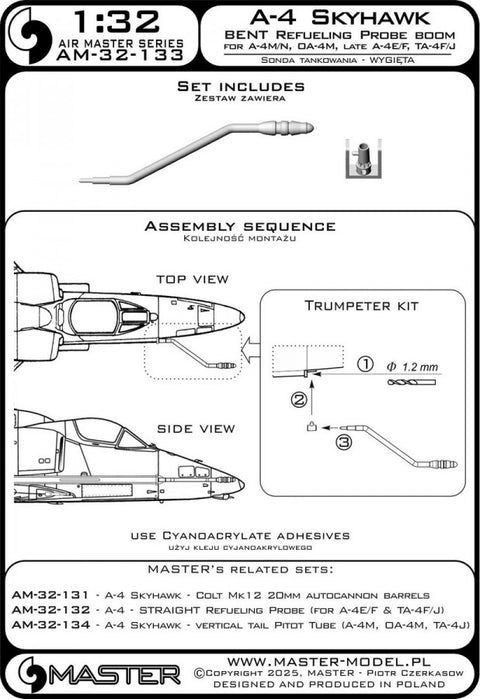 MASTER AM-32-133 1/32 A-4 Skyhawk - BENT refueling probe boom (used on versions A-4M/N, OA-4M & late A-4E/F & TA-4F/J)