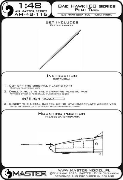 MASTER AM-48-116 1/48 BAE Systems Hawk 100 series - Pitot Tube
