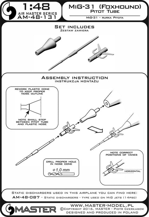 MASTER AM-48-131 1/48 MiG-31 (Foxhound) - Pitot Tube