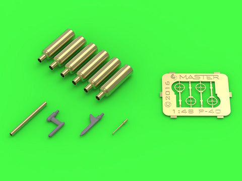 MASTER AM-48-137 1/48 Curtiss P-40 E - N - details set - Browning .50 blast tubes, gunsight and Pitot Tube