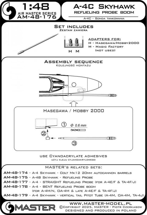 MASTER AM-48-176 1/48 A-4C Skyhawk - refueling probe boom