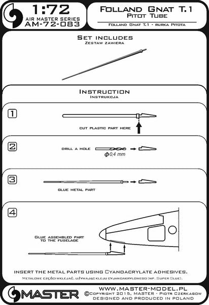 MASTER AM-72-083 1/72 Folland Gnat T.1 - Pitot Tube