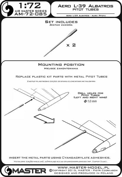 MASTER AM-72-085 1/72 Aero L-39 Albatros - Pitot Tubes