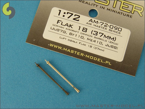 MASTER AM-72-090 1/72 German aircraft cannon 3,7cm Flak 18 gun barrels (used on Ju-87G and other) (2pcs)