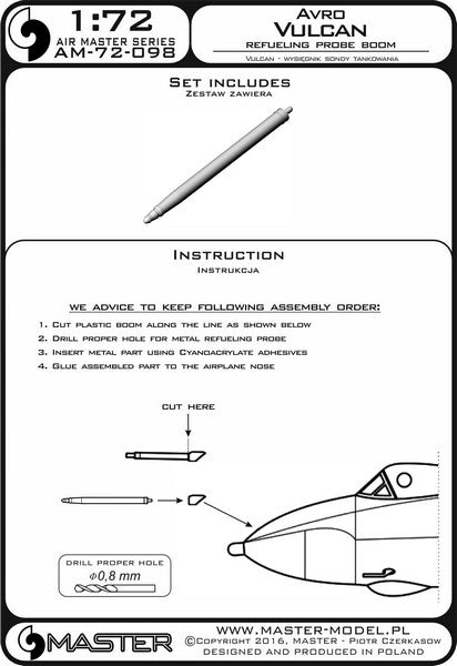 MASTER AM-72-098 1/72 Avro Vulcan - Refueling Probe Boom