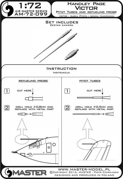 MASTER AM-72-099 1/72 Handley Page Victor - Pitot Tubes and Refueling Probe Boom