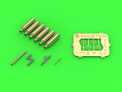 MASTER AM-72-124 1/72 Curtiss P-40 E - N - details set - Browning .50 blast tubes, gunsight and Pitot Tube