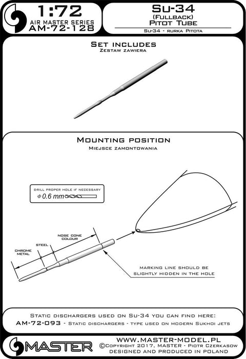 MASTER AM-72-128 1/72 Su-34 (Fullback) - Pitot Tube