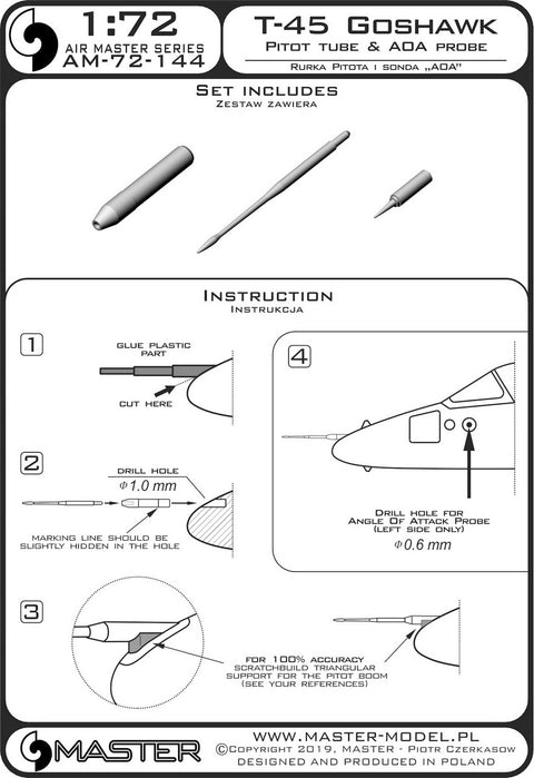 MASTER AM-72-144 1/72 T-45 Goshawk - Pitot Tube & Angle Of Attack probe