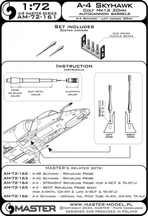 MASTER AM-72-161 1/72 A-4 Skyhawk - Colt Mk12 20mm autocannon barrels