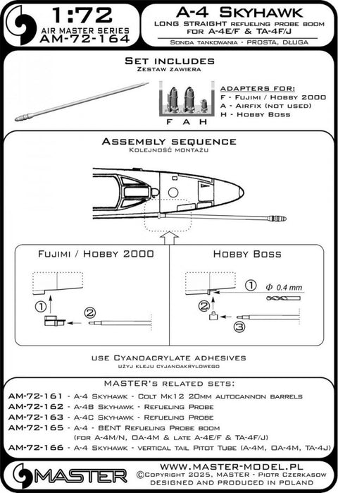 MASTER AM-72-164 1/72 A-4 Skyhawk - LONG STRAIGHT refueling probe boom (used on versions A-4E/F & TA-4F/J)