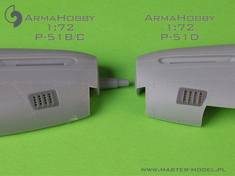 MASTER AM-72-172 1/72 P-51 Mustang - carburator air filter cover - RAF louvred type - version A (for Arma Hobby)