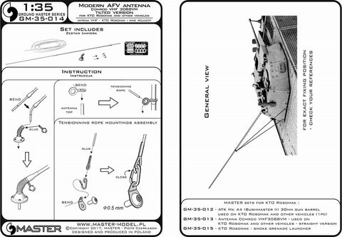MASTER GM-35-014 1/35 Antenna Comrod VHF3088VM - used on KTO Rosomak and other vehicles (1pc) - TILTED version