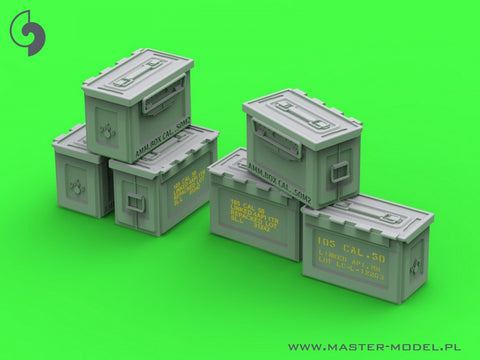 MASTER GM-35-068 1/35 M2 ammunition cans for Browning M2 .50 cal machine gun - WWII version (6 pcs) - CLOSED