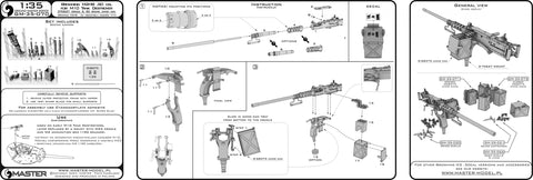 MASTER GM-35-070 1/35 Browning M2HB .50 cal (12,7mm) - for M10 Tank Destroyer (D70627 cradle with small 50 round ammo can D68375)