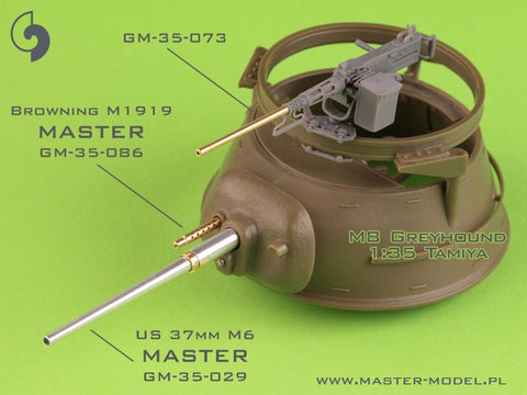MASTER GM-35-073 1/35 Browning M2HB .50 cal (12,7mm) - for M49 Ring Mount (D40721 carriage / D40733 cradle / D40731 fixed ammo can or D90078 tray)
